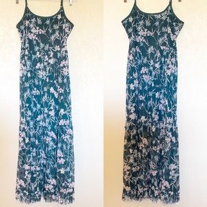 Xhilaration Long Floral Ruffled Maxi Dress Sz L